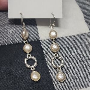 Elegant Silver and Pearl Drop Earrings